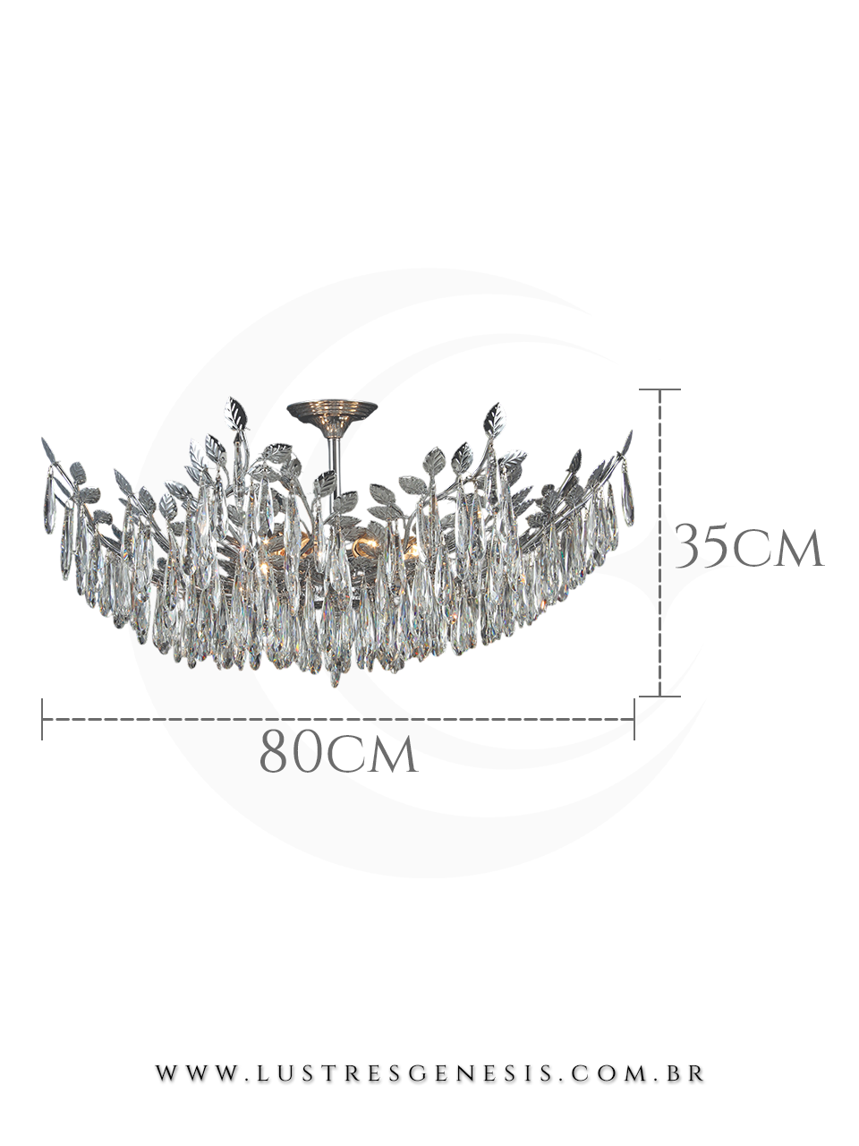 Lustre de Cristal Moderno Metal Cromado 80x35cm, Sala de Jantar, Sala de Estar, Quarto Casal, Mesa Sala de Jantar, Suite Master